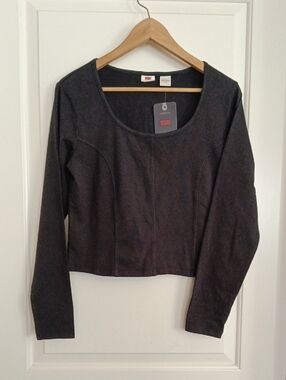 Levi's Women's Dark Charcoal Scoop Neck Long Sleeve Top